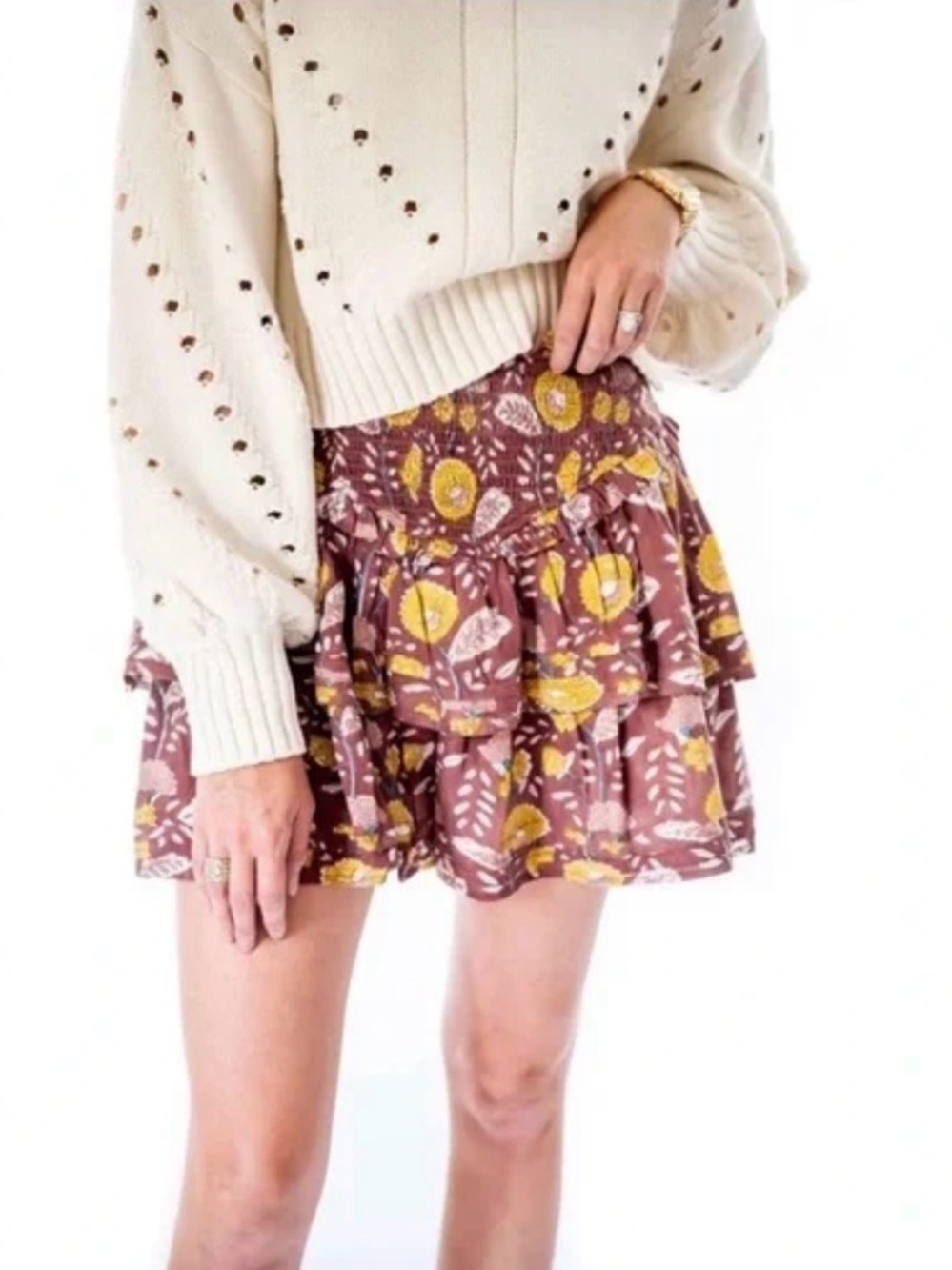New Cleobella Kenna mini skirt in a Dahlia floral block print S
